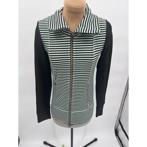 Lululemon Black & light green Striped Full Zip Jacket Athletic Activewear Size 2